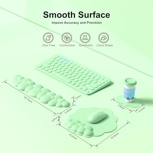MOKURU Cloud Mouse Pad with Wrist Rest, Cloud Keyboard Wrist Rest, Mouse Pad Wrist Support, Ergonomic Keyboard Mouse Wrist Support (Green) - Image 6