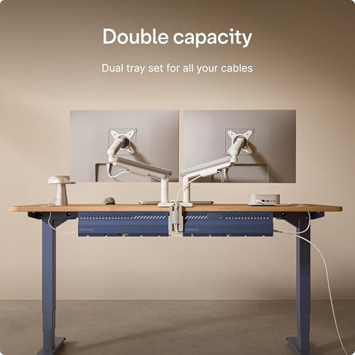 Desktronic Cable Duct Desk Blue Set of 2 - Stainless Steel Cable Management Desk Cable Duct with 5 Cable Cut-Outs - Easy to Install Cable Organiser - Cable Holder - Image 4