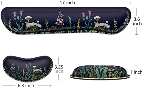 Dapesuom Enlarge Keyboard Wrist Rest, Memory Foam Wrist Cushion for Desk Mat Support, Cute Pain Relief Keyboard Mouse Pad Rests Set with Non-Slip Base for Gaming Laptop Office Computer, Elegant Flower - Image 6