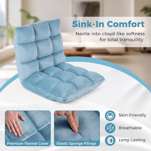 COSTWAY Floor Chair, Video Gaming Chairs with Back Support (Mint Blue) - Image 6