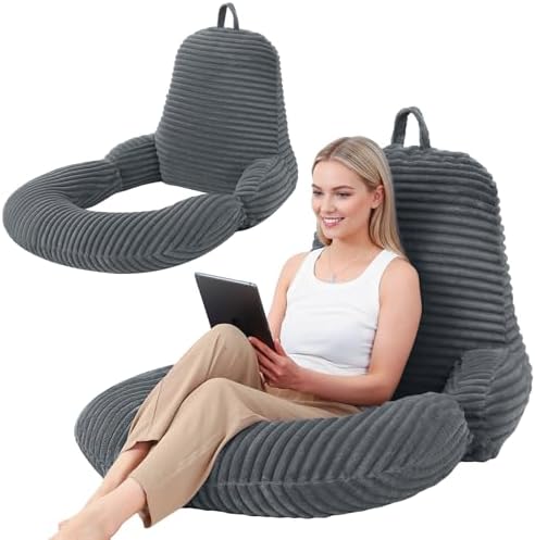 Reading Pillow for Bed, Backrest Pillow with Arms for Adult by OutdoorFurnitureAccessories