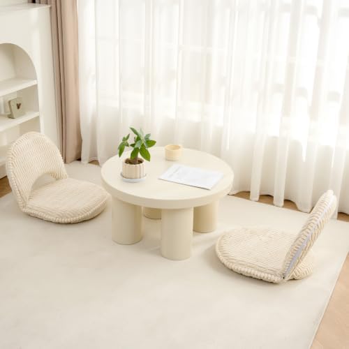 Corn Kernel Corduroy 5-Position Foldable Floor Chair for with Adjustable Back Great for Gaming Reading Meditating (Beige) - Image 2