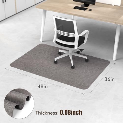 Blvornl Office Chair Mat for Hardwood Floors, Anti-Slip PVC, 36 x 48 Inch | Waterproof, easy to clean, suitable for hardwood, tile, laminate, Dark Grey, Rattan Woven Pattern, Durable Solid PVC Material - Image 2