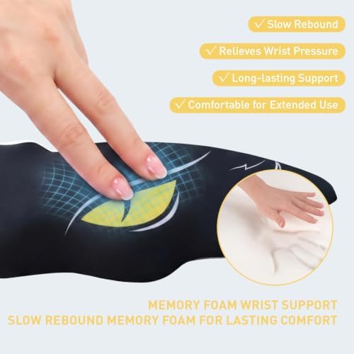 Ergonomic Wrist Rest Set for Keyboard and Mouse, Cat Eye Design | Keyboard Wrist Rest Pad and Mouse Wrist Pad, Memory Foam &Gel Support, Comfortable Desk Accessories for Office, Gaming - Image 3