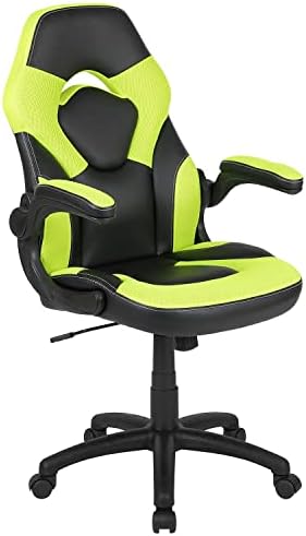 Flash Furniture X10 Gaming Chair Racing Office Ergonomic Computer PC Adjustable Swivel Chair with Flip-up Arms, Neon Green/Black LeatherSoft | Ergonomic, Flip-up Arms, Height Adjustable, Racing Style by FlashFurniture