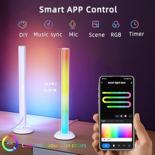 Smart LED Light Bar, RGBICWW TV Light Bars for Room, Gaming With Music Sync - Image 2