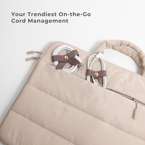 SenseAGE 5 Pack Cord Organizer, Bow Cord Keeper, Cable Organizer USB Holder, Leather Cable Management, Cable Straps, Earphone Winder, Storage Straps for Electronics, Earbuds (Baby Blue, Big) - Image 3