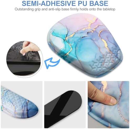 Mouse Pad with Wrist Rest, Comfortable Memory Foam Wrist Rest for Computer Keyboard, Ergonomic Mouse Pad Set for Easy Typing & Pain Relief - Blue Pink - Image 4