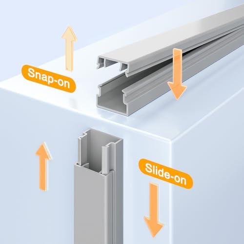 Delamu 157in Cord Covers for Wires on Wall, Cord Hider for 1 Cord, Paintable Cable Hider, Cable Management Wire Covers for Cords, W0.55 H0.4in, Grey - Image 4
