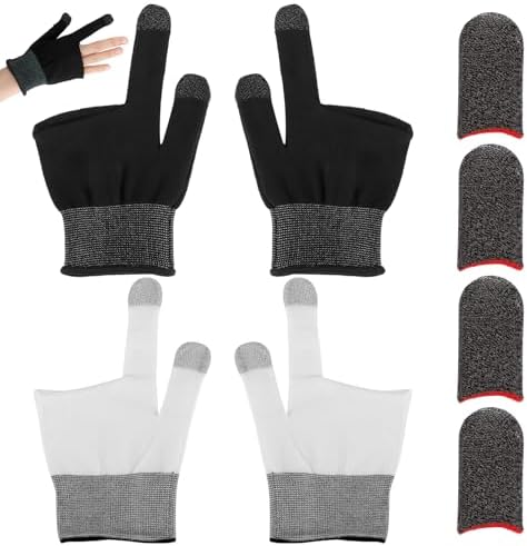8 Pcs Gaming Gloves for Sweaty Hands, Silver Fiber Thumb Gloves by RJLCTH