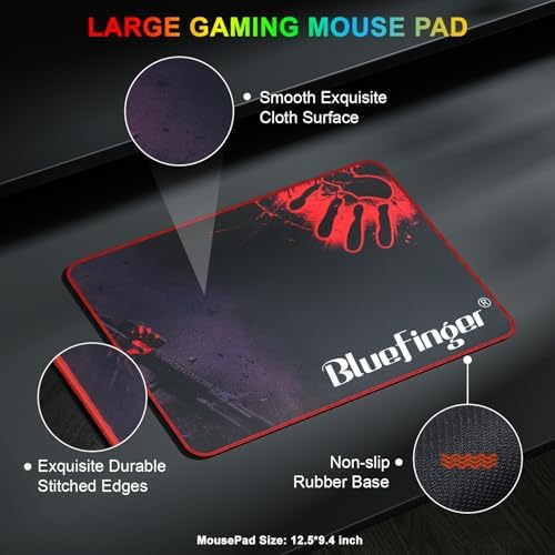 BlueFinger RGB 87 Keys Gaming Keyboard and Backlit Mouse Combo, USB Wired Rainbow Keyboard, Gaming Keyboard Set for Laptop PC Computer Game and Work(Black & Gray) - Image 7