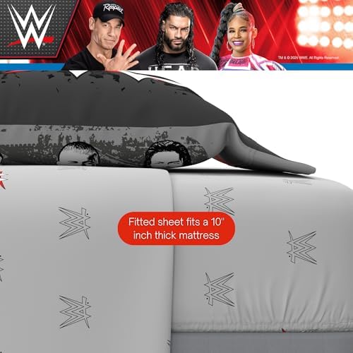 WWE Wrestling Bedding Set, Full Size 7 Piece Set Super Soft Cozy Reversible Comforter and Sheet Set with Sham, (100% Officially Licensed Product) by Franco - Image 7