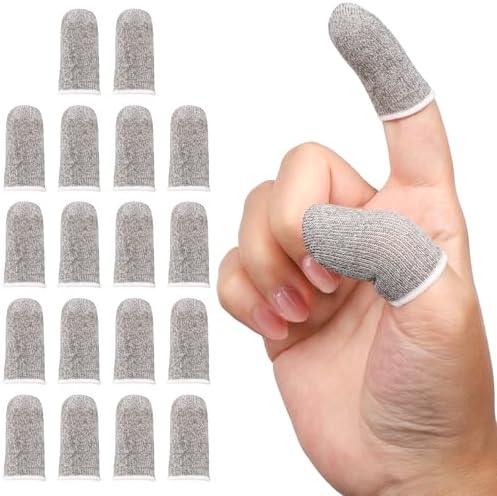 20 Pack Anti-Sweat Mobile Gaming Finger Sleeves for Gaming, Breathable Thumb Covers Smooth Finger Covers for Mobile Games, iPad Gaming Accessories,Phone Gaming Accessories, Light Grey by ENPOINT