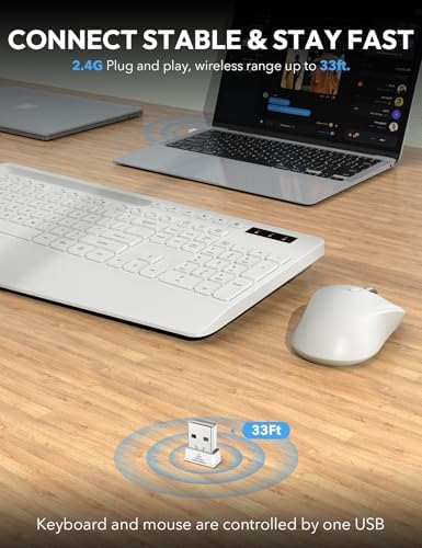 SABLUTE Wireless Keyboard and Mouse Combo, Full Size, Ergonomic Wrist Rest - Image 4