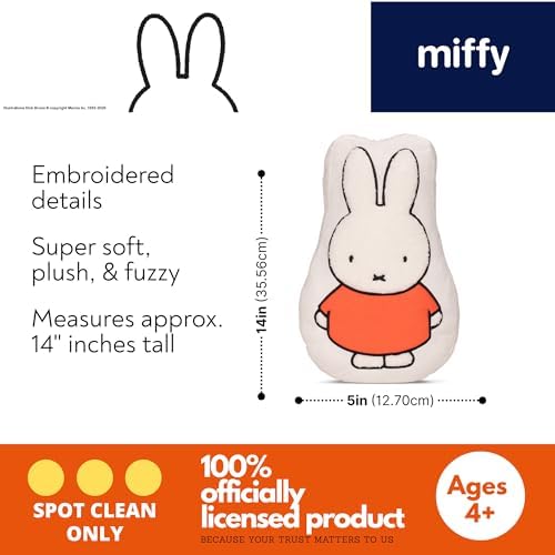 Miffy Bedding Plush Pillow – Soft Plush Throw Pillow for Bedroom Office Decor & Gifts, 14 inch Tall, (100% Officially Licensed Product) by Franco Collectibles - Image 2