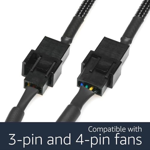 Gebildet Full Speed 12V Voltage Step-Up USB to Dual 3-Pin and 4-Pin PC Fan Sleeved Power Adapter Cable - Image 5