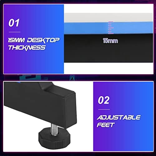 BestOffice Gmaing Desk Z Shaped 47 inch Gaming Workstation Ergonomic Gaming Table PC Computer Desk with Headphone Hook for Game Players, Blue - Image 6