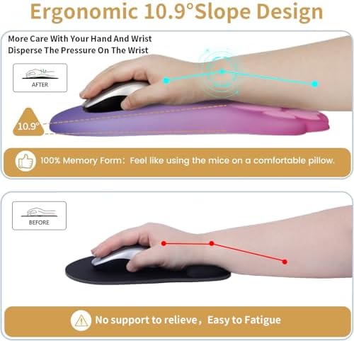 L-SPOUTTO Ergonomic Mouse Pad with Wrist Rest,Pink Mouse Pad Wrist Support - Image 5