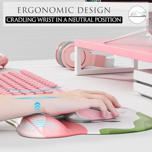 MROCO Ergonomic Mouse Pad with Gel Wrist Rest, 9.4 x 8.1 in, Pastel Petals - Image 5