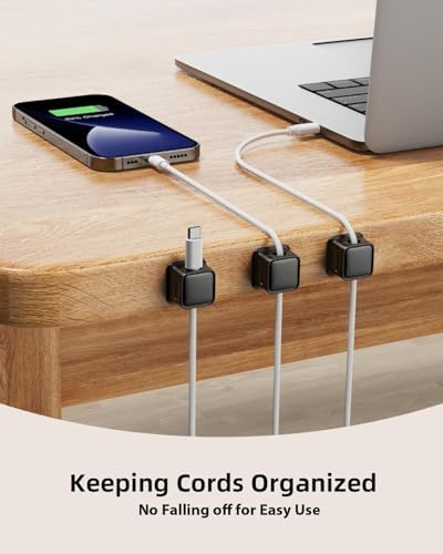 16 Pack Cord Organizer, Magnetic Cable Clips, Under Desk Management, Black - Image 2
