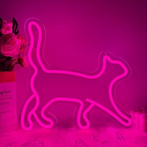 Cat Neon Sign, Pink LED Neon Light for Wall Decor, Dimmable USB Powered Cat Silhouette Neon Sign for Bedroom, Kids Room, Cat Cafe, Perfect Gifts for Cat Lovers & Pet Owners 12.99 x 12.6in - Image 2