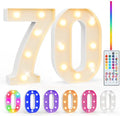 Pooqla 70th Birthday Decorations for Her Him, 35 Colors LED Light Up Numbers with Remote, Multicolor Marquee Numbers 70 Sign for Party Wedding Anniversary Decor 70th Birthday Gift, Number 70 by Pooqla