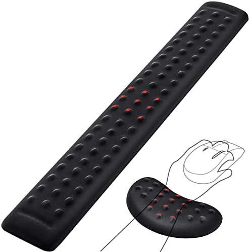 Gimars Upgraded Keyboard Wrist Rest with Massage Dot, Ergonomic Wrist Pad for Pressure Release & Wrist Massage, Soft Memory Foam Wrist Support for Pain Relif, Full Size for Computer,Home,Office,Gaming by Gimars