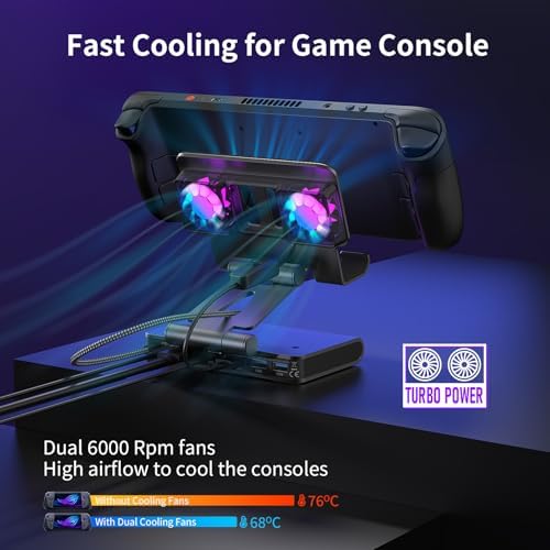 Adjustable Stand Steam Deck Docking Station with RGB Light Cooling Fan - Image 3