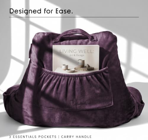 Nestl Reading Pillow for Bed, Back Pillow for Sitting Up in Bed, Purple | 14” Backrest Pillow for Teens & Kids, Adjustable Support, Shredded Memory Foam Fill, OEKO-TEX, Use for Couch, Sofa, and Floor - Image 4