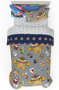 Nintendo Super Mario Bowser Bedding Set, Twin Size 5 Piece Set Kids Super Soft Cozy Reversible Comforter and Sheet Set with Sham, (100% Officially Licensed Product) by Franco by Franco