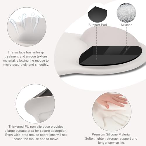 MOSISO Wrist Rest Support for Mouse Pad&Keyboard Set, Stone Gray - Image 2