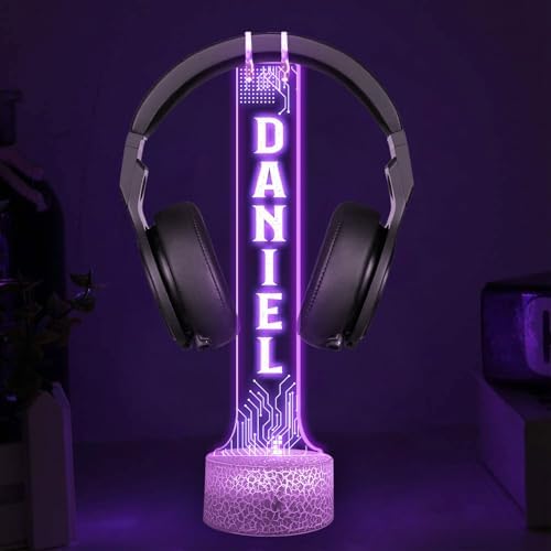 Personalized RGB Light-Up Headphone Holder for Desk, Custom Gaming Headset Holder with LED Lights, Game Room Decor, Cool Gamer Gift for Boyfriend, Streamer Gift, Christmas Home Decor - Image 4