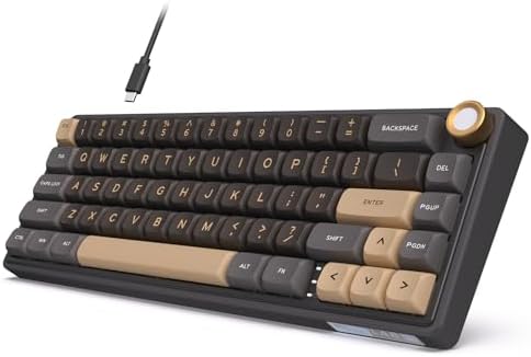 RK ROYAL KLUDGE R65 Wired Gaming Keyboard with Volume Knob, 60% Percent RGB Backlit Mechanical Keyboard Gasket Mount with PBT Keycaps, MDA Profile, QMK/VIA, 66 Keys Hot Swappable Cream Switch, Black by RKROYALKLUDGE