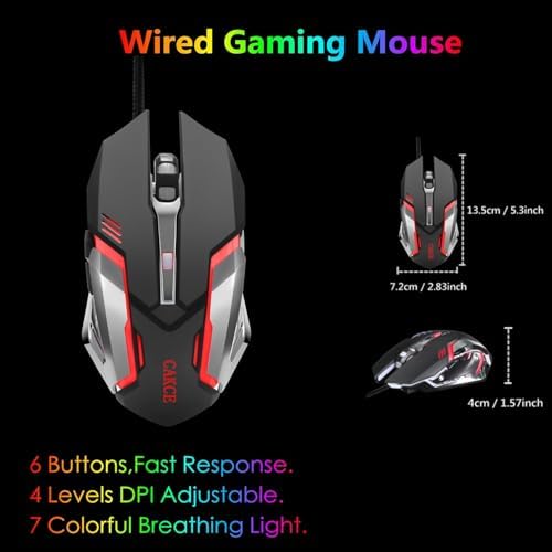 RGB Gaming Keyboard and Colorful Mouse Combo,USB Wired LED Backlight,Letter Glow,Mechanical Feeling for Laptop PC Computer Game and Work - Image 6