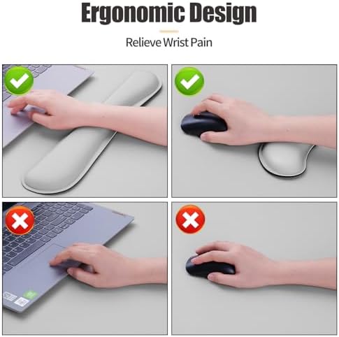 Bloss Leather Desk Pad and Keyboard Wrist Rest, Large Mouse Pad + Keyboard Pad+Mouse Wrist Support, Non-Slip Desk Mat Protector for Office, Home(35.4×15.7 Inches, Light Grey) - Image 5