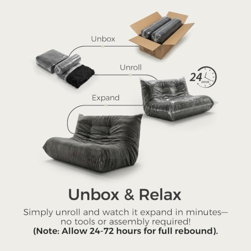 Sytopia Loveseat Chenille Bean Bag Chair for Adults, Oversized 40D Memory Foam Floor Sofa, Giant Deep Seat Gaming Reading Nook, No Assembly Required, Black Onyx - Image 5