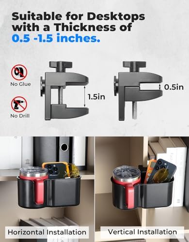 KEMIMOTO 2-in-1Desk Cup Holder, for Most 18-32 oz Bottles, Black - Image 5
