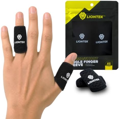 LIONTEK Thumb or Short-length Flow Finger Sleeve V3 Pair — Joint Support & Compression for Golf, Basketball, BJJ, Fitness, Volleyball, and Daily Activity (X-Small) by LIONTEK