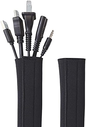 Hook and Loop Cable Sleeve by Wrap-It Storage - 48" x 4.5" (2-Pack) Black by Wrap-ItStorage