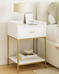 Masupu Nightstand, 3-Tier Modern Bedside Night Stand with Storage Drawer and Shelf, Large End Side Table for Bedroom, Living Room, White by Masupu