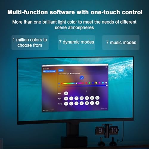 flexman LED Backlights for PC, RGB Phantom Ambiance Display LED Light Bar, Dynamic Light and Shadow Synchronization Controllable Music Mode Light Strip for Gaming (32inch) - Image 6