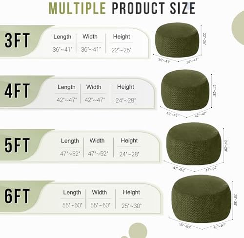 5FT Bean Bag Chair,Giant Bean Bag Chairs for Adults,Big Bean Bags with Memory Foam Filled, Large Beanbag Chairs with Chevron Plush Cover-Green - Image 5