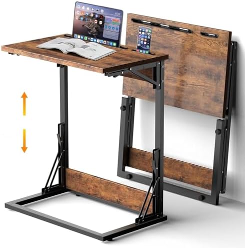 Folding TV Trays Set of 2 , Adjustable Height TV Trays for Eating on Couch by BeGyoku