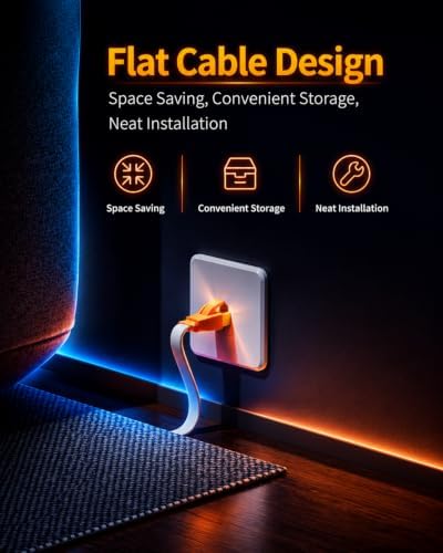 Smolink Cat 8 Ethernet Cable 150ft, 40Gbps 2000MHz Flat LAN Cable - Image 6