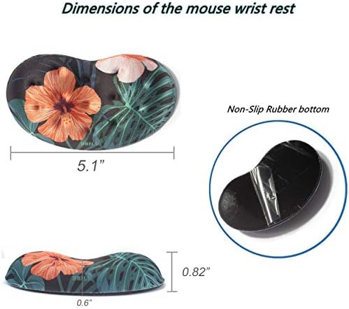 BRILA Ergonomic Memory Foam Mouse Wrist Rest Support Pad Cushion for Computer, Laptop, Office Work, PC Gaming - Massage Holes Design - Wrist Pain Relieve (Floral Leaves) - Image 3