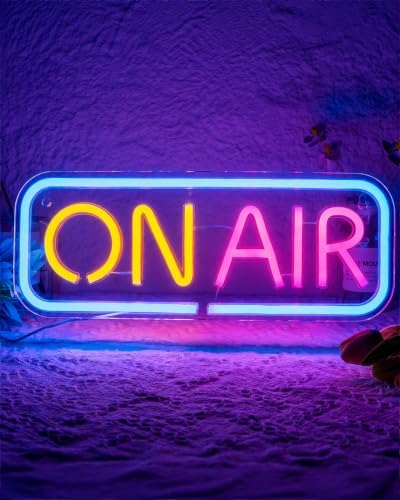 On Air LED Sign for Recording Studio, Light Up On Air Neon Signs for Streaming, Podcast, Gaming Room Decor, Bright Red/White Light for Streamers, USB Powered by MuShangLiving
