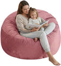 SHOUREN 5 Ft Bean Bag Chair,Bean Bag Chairs for Living Room,5 Foot,Pink | Bean Bag Chairs for Adults,Memory Foam Filling,Beanbag with Filler Included,Soft Velvet Cover,Pocket & Pull-Handle by SHOUREN