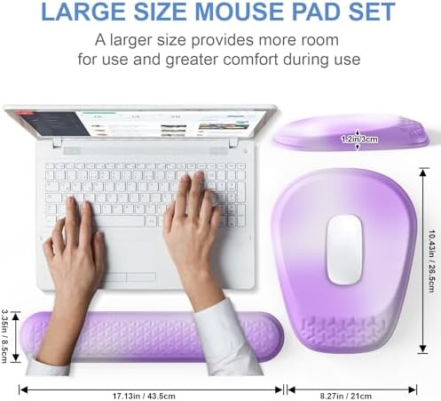 Mouse Pad with Wrist Rest, Comfortable Memory Foam Wrist Rest for Computer Keyboard, Ergonomic Mouse Pad Set for Easy Typing & Pain Relief - Gradient Purple - Image 5