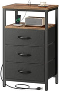 Huuger Nightstand with Charging Station, 27.6 Inch Bedside Table,Side Table by Huuger