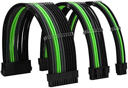 Formulamod Sleeve Extension Power Supply Cable Kit 18AWG ATX 24P+ EPS 8-P+PCI-E8-P with Combs for PSU to Motherboard/GPU Fm-NCK3 (Black Grey Green) by Formulamod